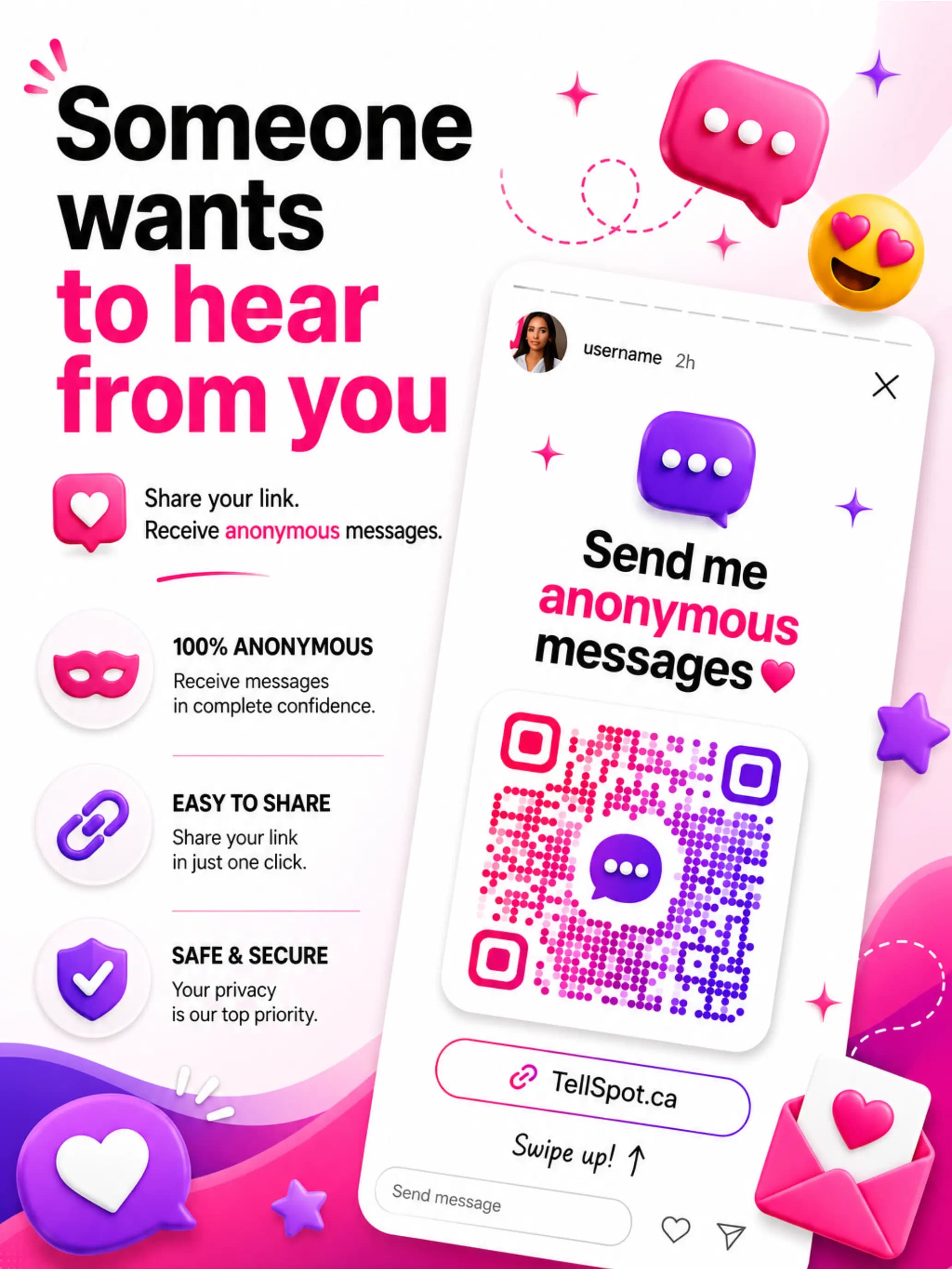 A person checking their phone for an anonymous message someone wants to share with them